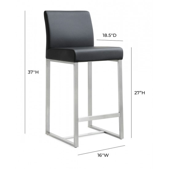 TOV Furniture Denmark Black Stainless Steel Counter Stool (Set of 2)