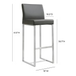 TOV Furniture Denmark Grey Stainless Steel Barstool (Set of 2)