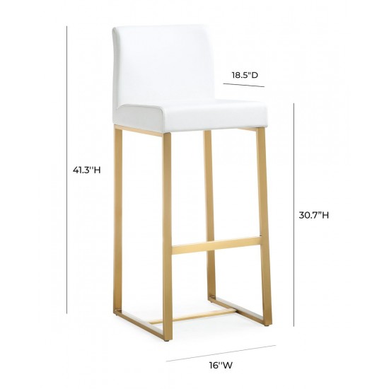 TOV Furniture Denmark White Gold Steel Barstool (Set of 2)