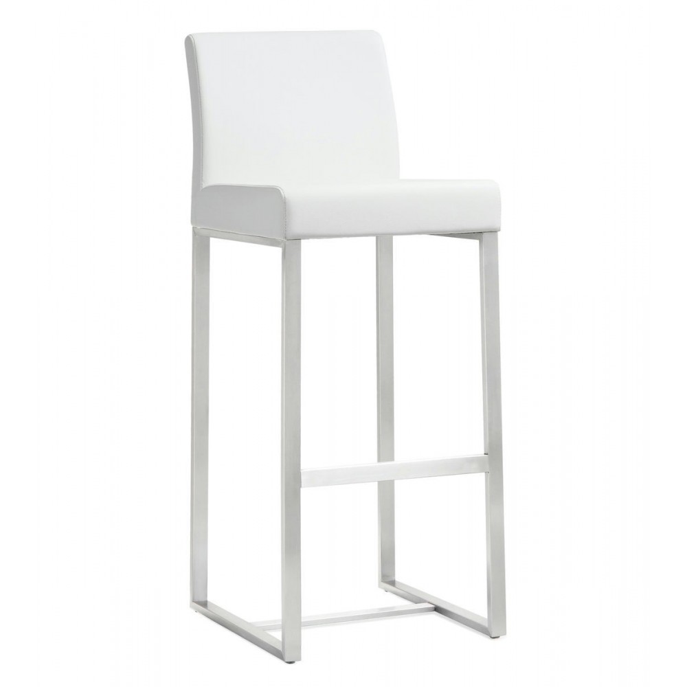 TOV Furniture Denmark White Stainless Steel Barstool (Set of 2)