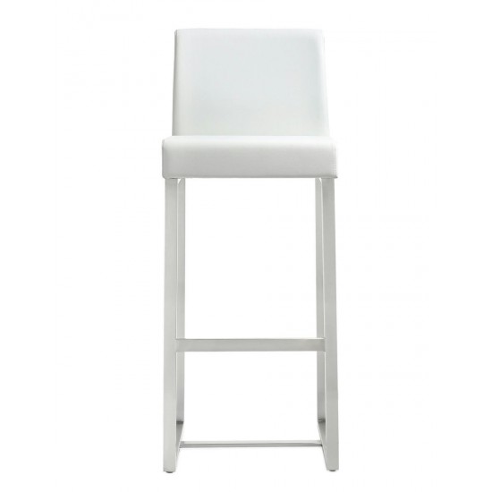 TOV Furniture Denmark White Stainless Steel Barstool (Set of 2)