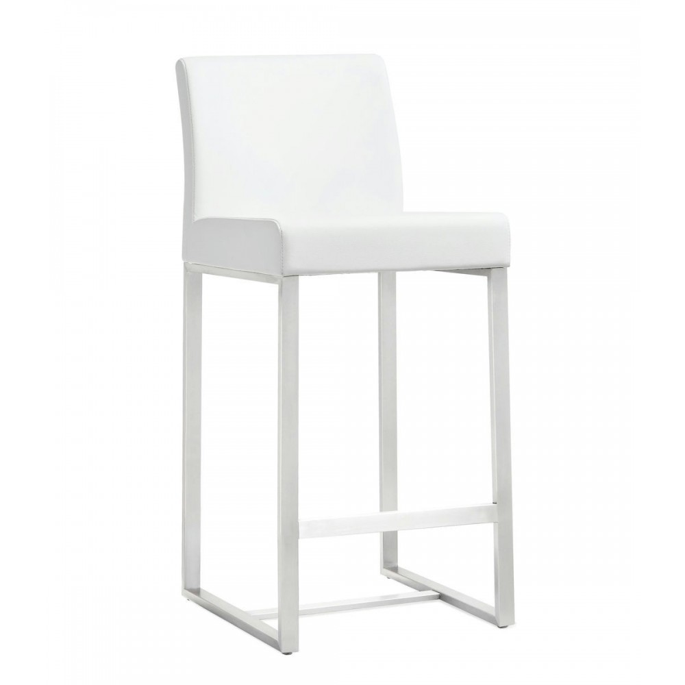 TOV Furniture Denmark White Stainless Steel Counter Stool (Set of 2)