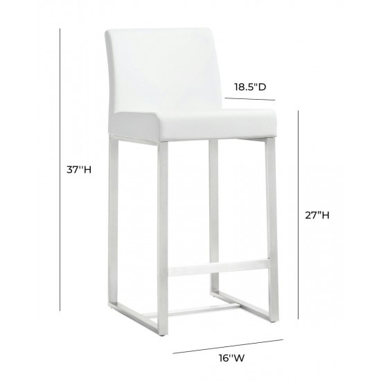 TOV Furniture Denmark White Stainless Steel Counter Stool (Set of 2)