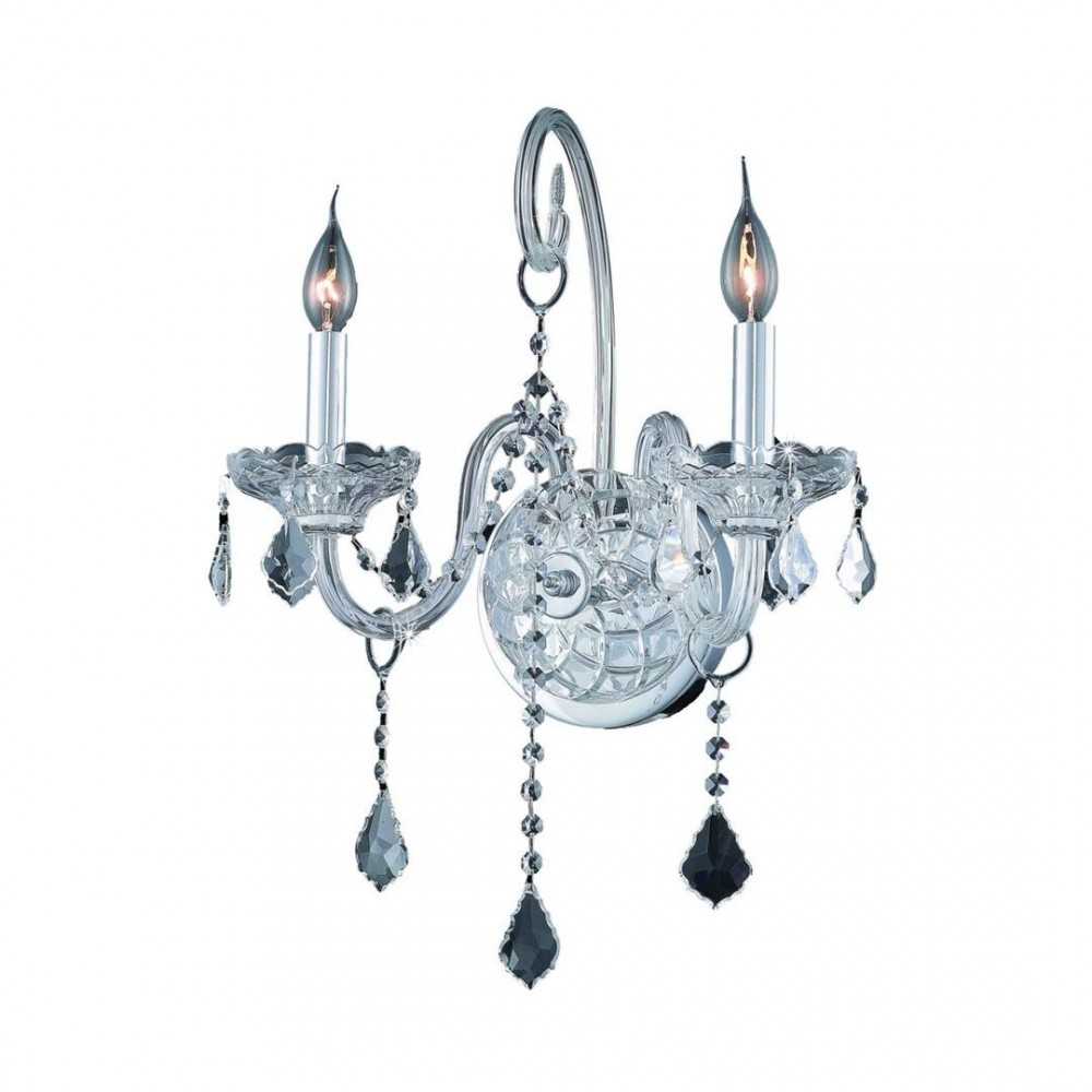 Elegant Lighting Verona 2 Light Chrome Wall Sconce Clear Swarovski Elements Crystal