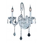 Elegant Lighting Verona 2 Light Chrome Wall Sconce Clear Swarovski Elements Crystal