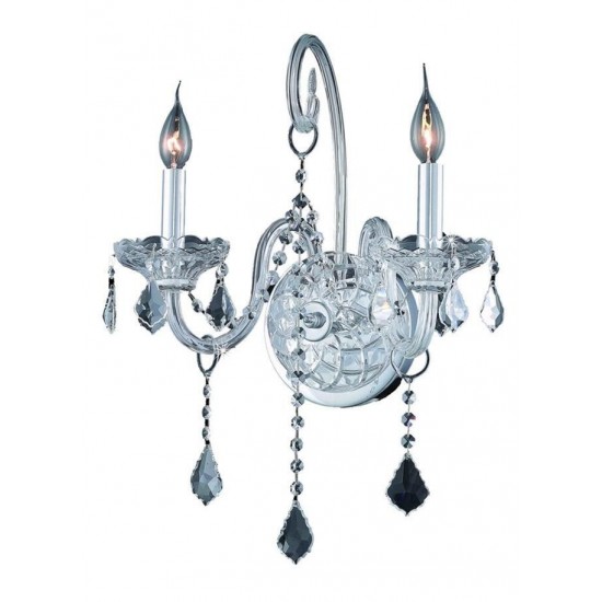 Elegant Lighting Verona 2 Light Chrome Wall Sconce Clear Swarovski Elements Crystal