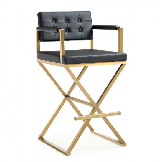 TOV Furniture Director Black Gold Steel Barstool