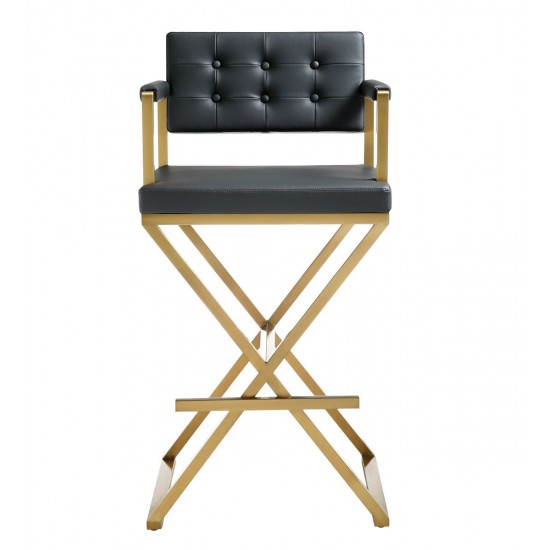 TOV Furniture Director Black Gold Steel Barstool