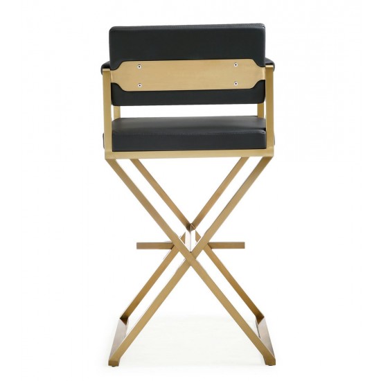 TOV Furniture Director Black Gold Steel Barstool