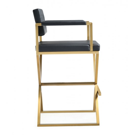 TOV Furniture Director Black Gold Steel Barstool