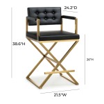 TOV Furniture Director Black Gold Steel Counter Stool