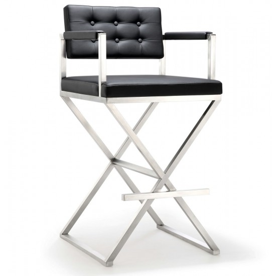 TOV Furniture Director Black Stainless Steel Barstool