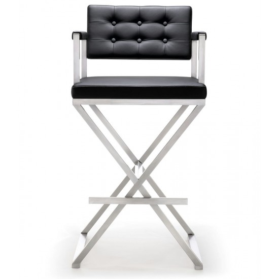 TOV Furniture Director Black Stainless Steel Barstool