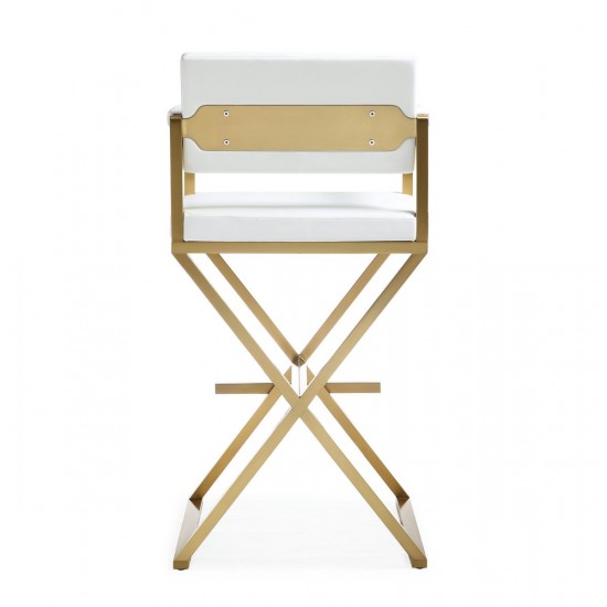 TOV Furniture Director White Gold Steel Barstool