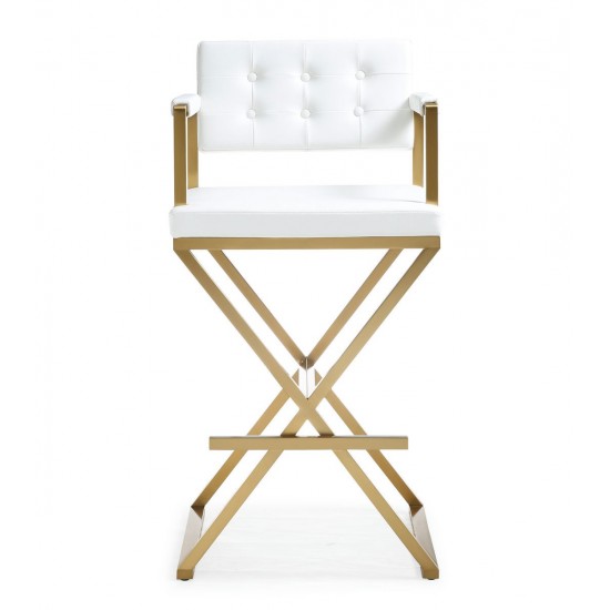 TOV Furniture Director White Gold Steel Barstool