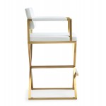 TOV Furniture Director White Gold Steel Barstool