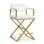 TOV Furniture Director White Gold Steel Counter Stool