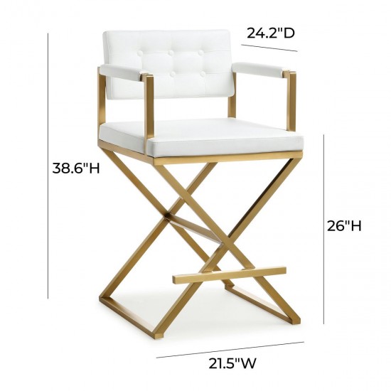 TOV Furniture Director White Gold Steel Counter Stool