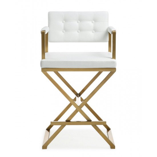 TOV Furniture Director White Gold Steel Counter Stool