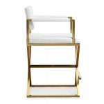 TOV Furniture Director White Gold Steel Counter Stool