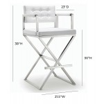 TOV Furniture Director White Stainless Steel Barstool