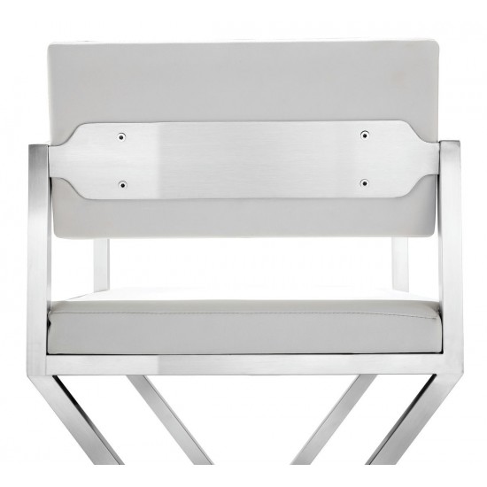 TOV Furniture Director White Stainless Steel Barstool