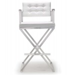 TOV Furniture Director White Stainless Steel Barstool