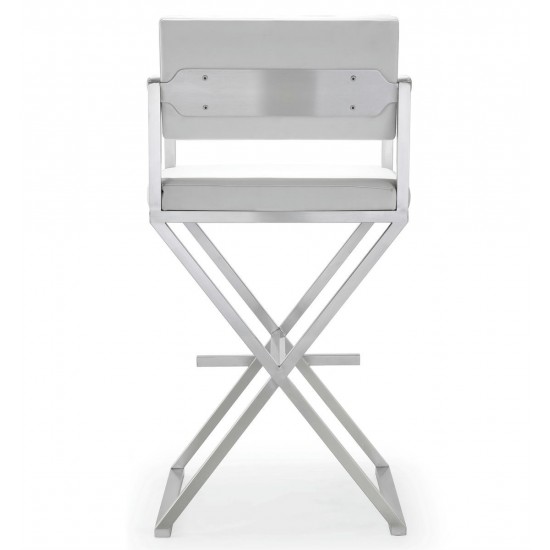 TOV Furniture Director White Stainless Steel Barstool