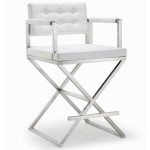 TOV Furniture Director White Stainless Steel Counter Stool