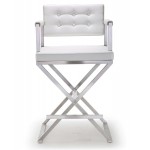 TOV Furniture Director White Stainless Steel Counter Stool