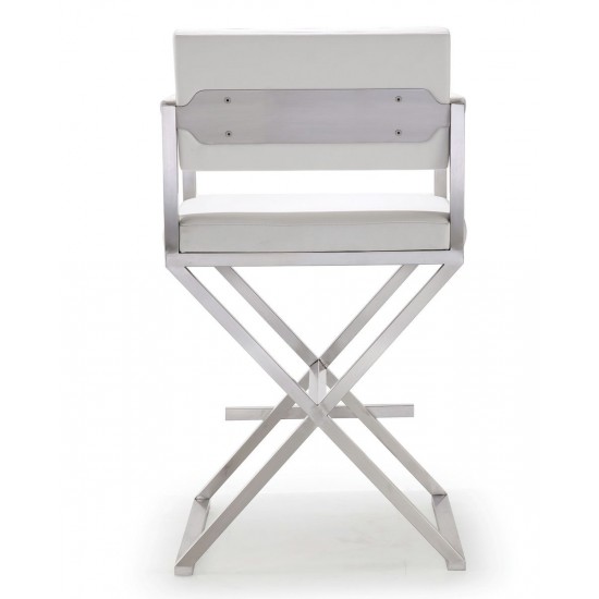 TOV Furniture Director White Stainless Steel Counter Stool