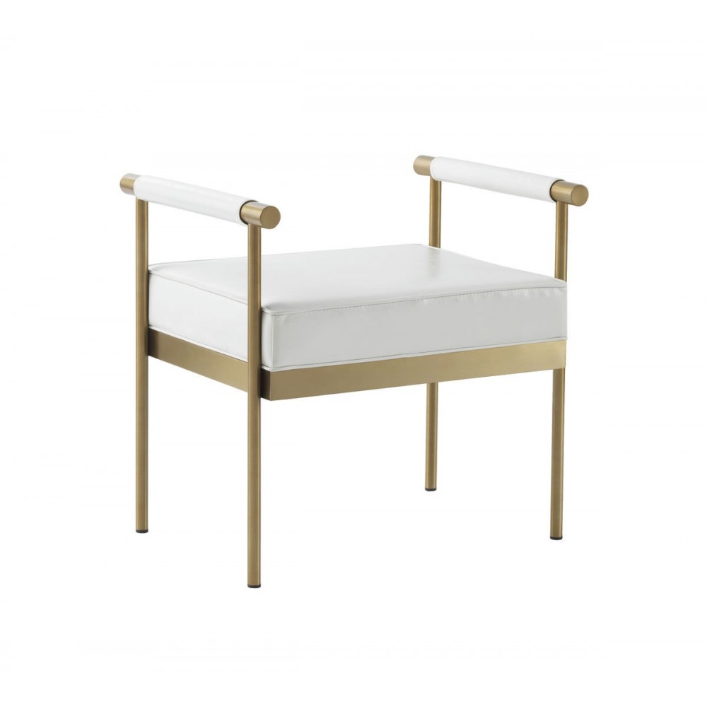 TOV Furniture Diva White Vegan Leather Bench