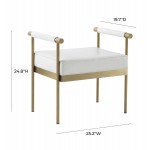 TOV Furniture Diva White Vegan Leather Bench