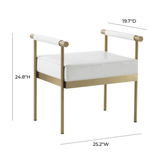 TOV Furniture Diva White Vegan Leather Bench