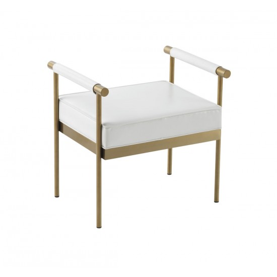 TOV Furniture Diva White Vegan Leather Bench