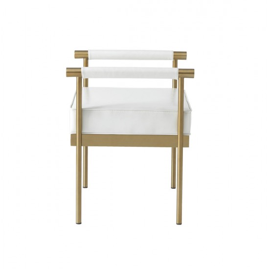 TOV Furniture Diva White Vegan Leather Bench