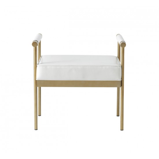 TOV Furniture Diva White Vegan Leather Bench