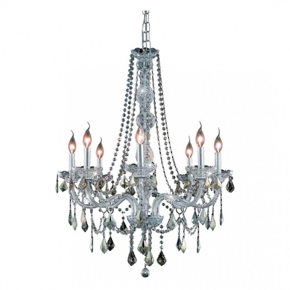 Elegant Lighting Verona 8 Light Chrome Chandelier Golden Teak (Smoky) Swarovski Elements Crystal