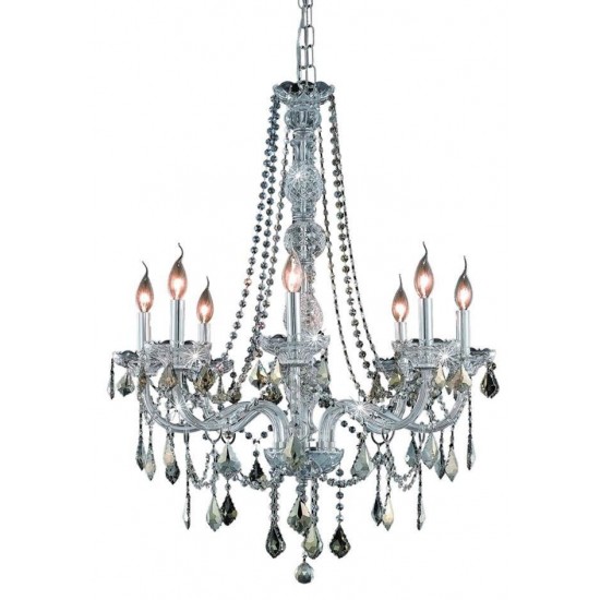 Elegant Lighting Verona 8 Light Chrome Chandelier Golden Teak (Smoky) Swarovski Elements Crystal