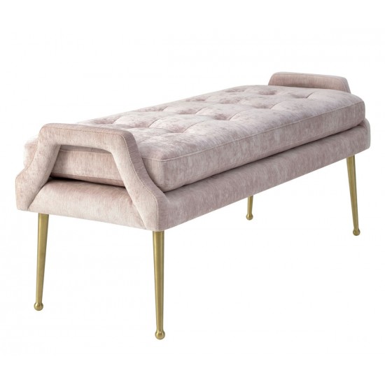 TOV Furniture Eileen Slub Velvet Blush Bench