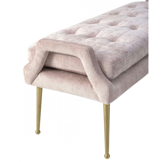 TOV Furniture Eileen Slub Velvet Blush Bench