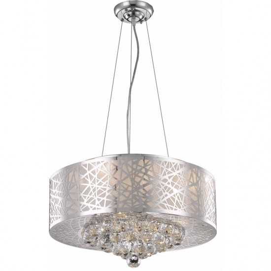 Elegant Lighting Prism 7 Light Chrome Pendant Clear Royal Cut Crystal