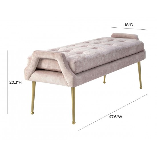 TOV Furniture Eileen Slub Velvet Blush Bench