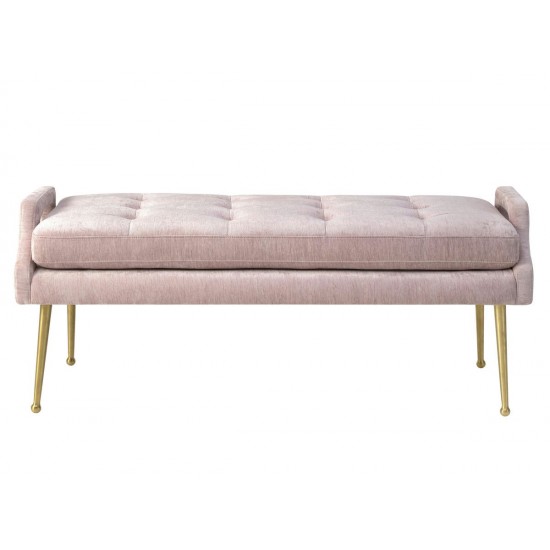 TOV Furniture Eileen Slub Velvet Blush Bench