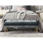 TOV Furniture Eileen Slub Velvet Grey Bench