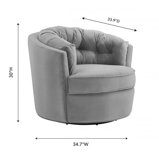 TOV Furniture Eloise Grey Velvet Swivel Chair