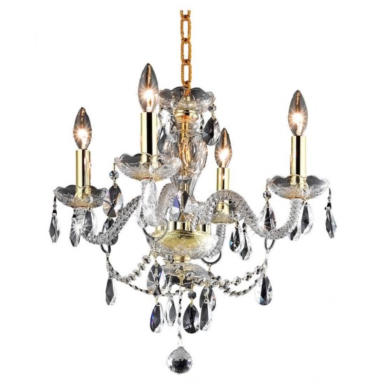 Elegant Lighting Princeton 4 Light Gold Pendant Clear Royal Cut Crystal