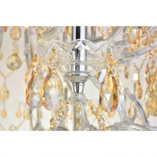 Elegant Lighting 84 Light Chrome Chandelier With Golden Shadow Tear Drop Crystals Golden Shadow (Champagne) Royal Cut Crystal