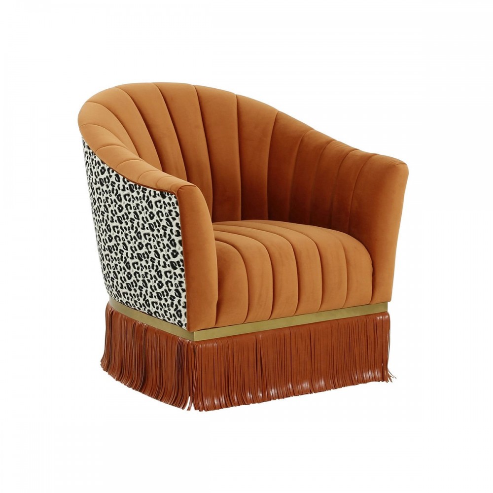 TOV Furniture Enid Cinnamon Velvet Swivel Chair TOV Furniture Enid Cinnamon Velvet Swivel Chair