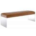 TOV Furniture Envy Brown Leather/Acrylic Bench